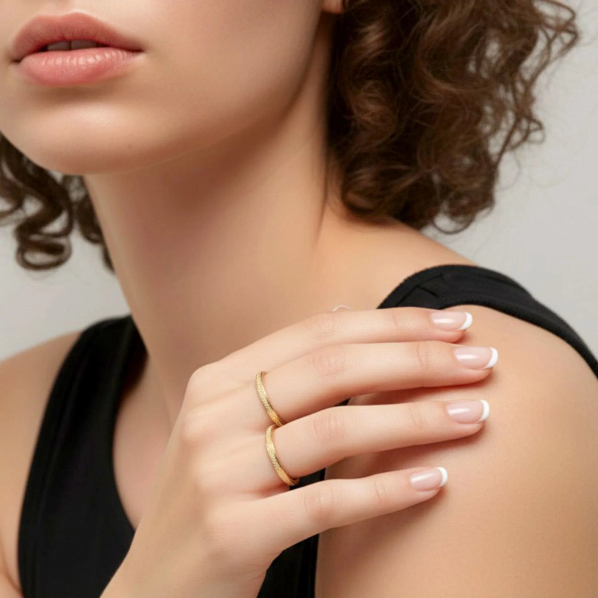 Bullion Gold Deva Glitter Textured Stacker Ring