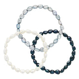 3 Bracelet Set Baroque Baroque Freshwater Pearl White 6-7mm