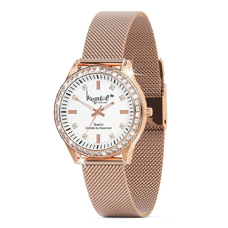 Boxed Krystal Couture Sensational Lux Watch with Ring Set Embellished Crystals from SWAROVSKI® in Rose Gold
