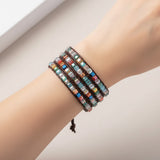 Liv Oliver Multi Crystal Leather Wrap Bracelet