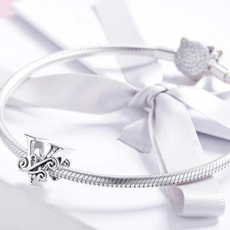 Solid 925 Sterling Silver Vintage Inspired Antique Alphabet Charm
