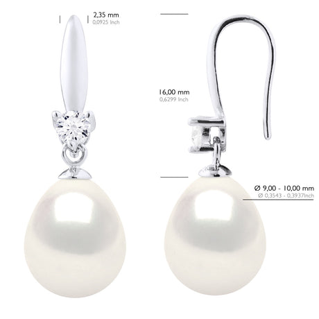 Earrings Silver 925 & Cubic Zirconia - Natural White - Longueur 18 cm