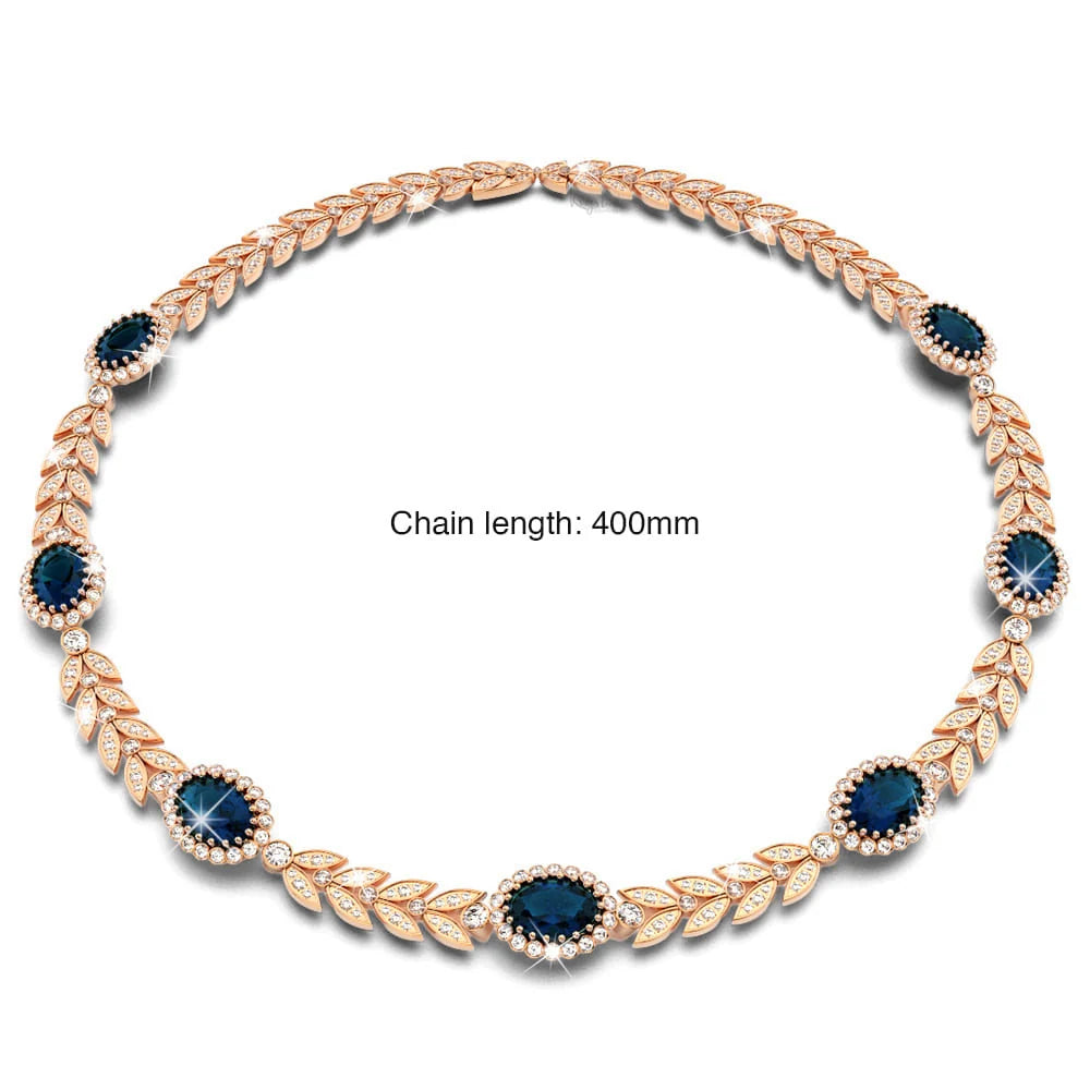 Boxed Georgina Necklace and Earrings Set Sapphire Embellished with Swarovski® Crystals