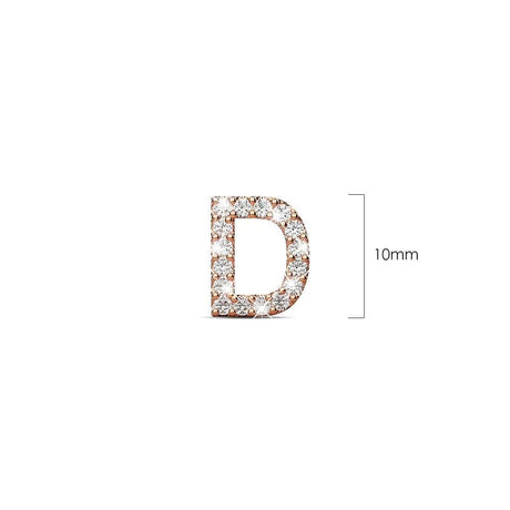 Solid 925 Sterling Silver Glamour Alphabet Letter Earrings Rose Gold