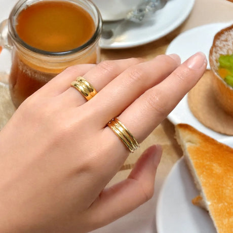 Bullion Gold Triad Circular Gleam Radiant Gold Layered Ring