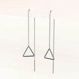 Solid 925 Sterling Silver Triangle Threader Earrings