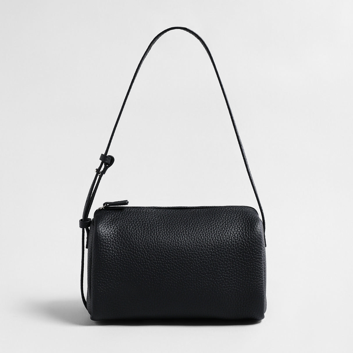Premium Pebbled Calfskin Cylinder Bag - Black