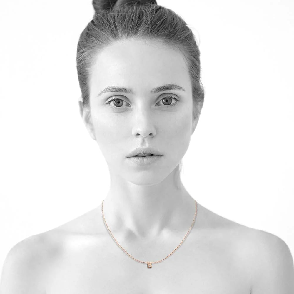 Bullion Gold Initials Brick Alphabet Letter Necklace Rose Gold Layered Steel Jewellery