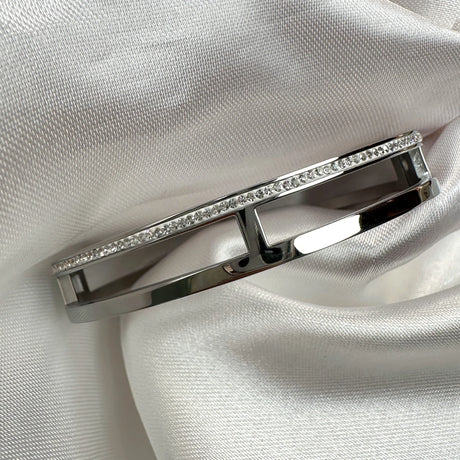 Bullion Gold Lucky Dimension Cuff Stainless Steel Bangle with a High Polish Finish