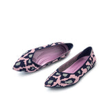Leopard Print Pointed Toe Work Shoes - Pink