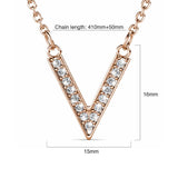 Krystal Couture Luxury V Shaped Pendant Necklace in Rose Gold Embellished with Swarovski Crystals