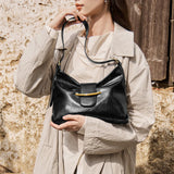 Nalandu Luxe Glossy Hobo Shoulder Bag - Black