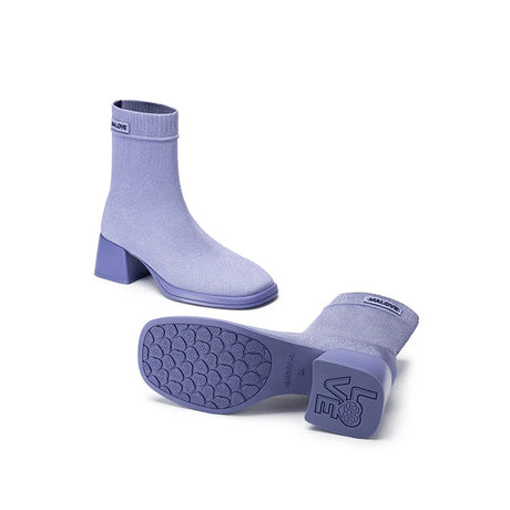 Stretch Knit Sock Boots - Lavender