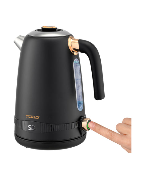 TODO 1.7L Stainless Steel Cordless Kettle Keep Warm Electric Led Water Jug - Black