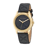 Ted Baker Womens Coolly Gold-Tone 34mm Black Embossed Leather Watch
