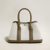 Botanical Canvas & Leather Garden Tote Bag - Taupe