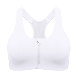 Power On Soft Padded High Impact Zip Front Sports Bra - White
