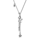 Bullion Gold Petite Pony and Flower Long Chain Necklace in White Gold