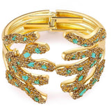 Liv Oliver 18K Gold Turquoise Statement Cuff Bangle