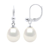 Drop Earrings Freshwater Pearl White Sterling Silver 9-10mm