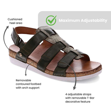 Revere Santorini Gladiator Sandal - Khaki