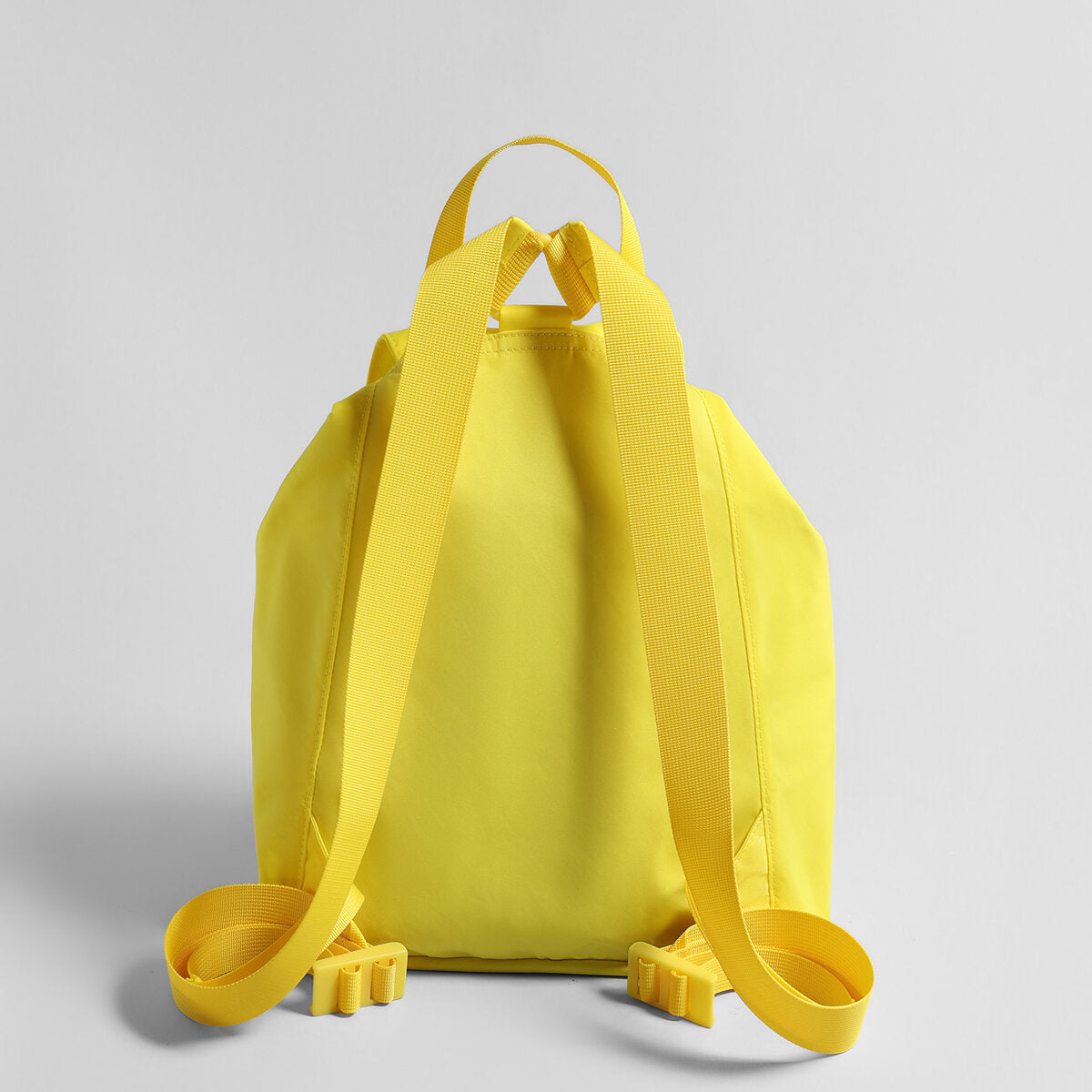 Nylon Drawstring Flap Backpack - Yellow