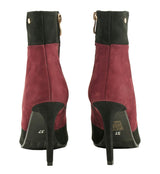 Bosccolo Womens Spike Heel Boots - Maroon/Black Nubuk