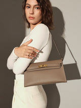 Camille Palm-Grain Calfskin Shoulder Bag - Taupe