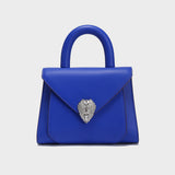 Avant Garde Silver Chain Strap Leather Top Handle Bag - Sapphire
