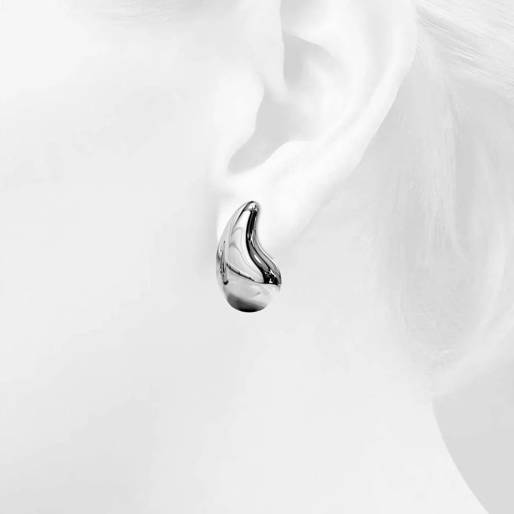 Bullion Gold Raindrop White Gold layered Stud Earrings