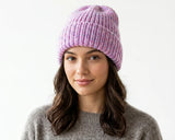 Cherry Red Chunky Marle Beanie - Pink
