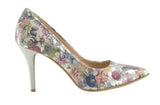 Bosccolo Womens High Heels - Flowers On Silver