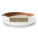 White Leather Belt With Gold Buckle