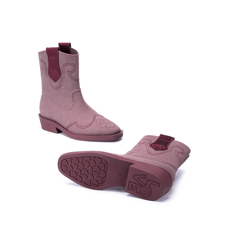 Knit Cowboy Boots - Mauve