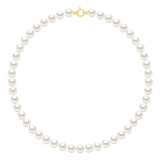 Necklace Row "Princess"of Real Cultured Freshwater Pearls Round 8-9 mm - Natural White - Longueur 42 cm