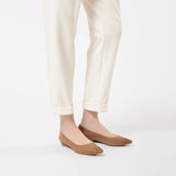 Rhinestone Gradient Knit Pointed Toe Wedge Flats - Tan