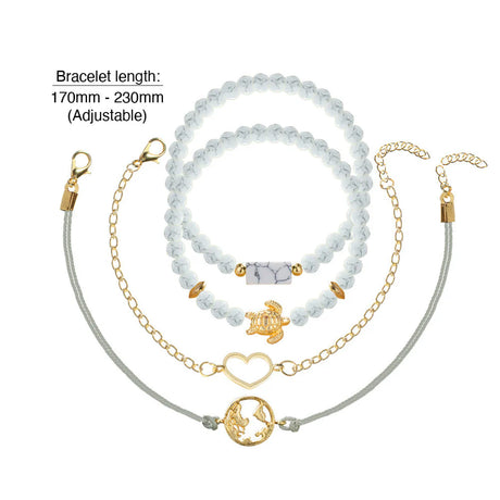 Bohemian 4-Piece Charm Bead Bracelet Set