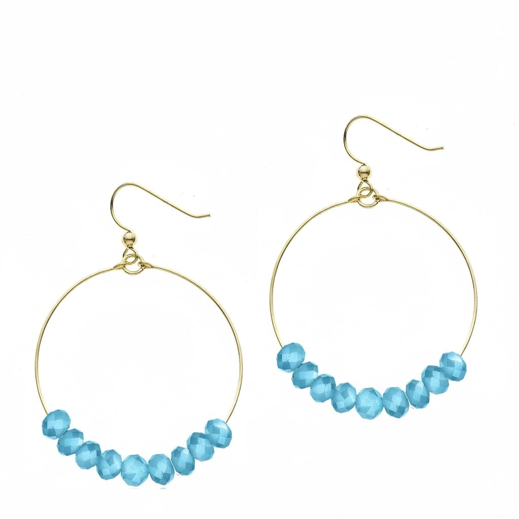 Liv Oliver 18K Gold Blue Topaz Quartz Earrings