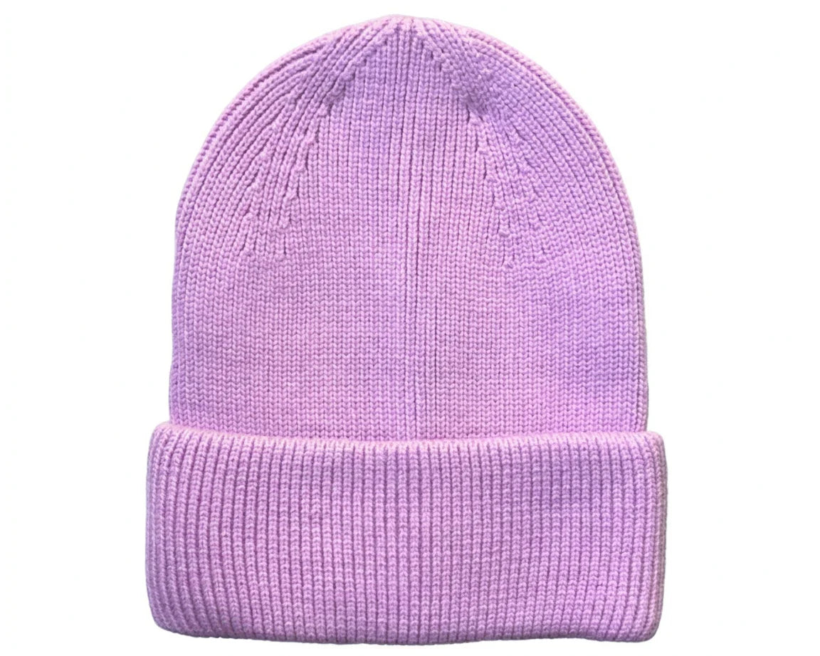Cherry Red Cuff Beanie - Light Pink