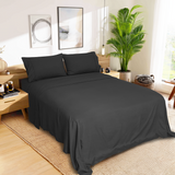 Ramesses Pebble Wash Linen Alternative Sheet Set  - Black