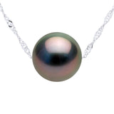 Necklace Real Cultured Tahiti Pearl Passing Through Round 9-10 mm - Longueur 18 cm