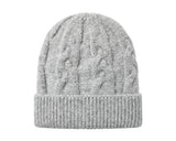 Cherry Red Cable Mohair Beanie - Grey