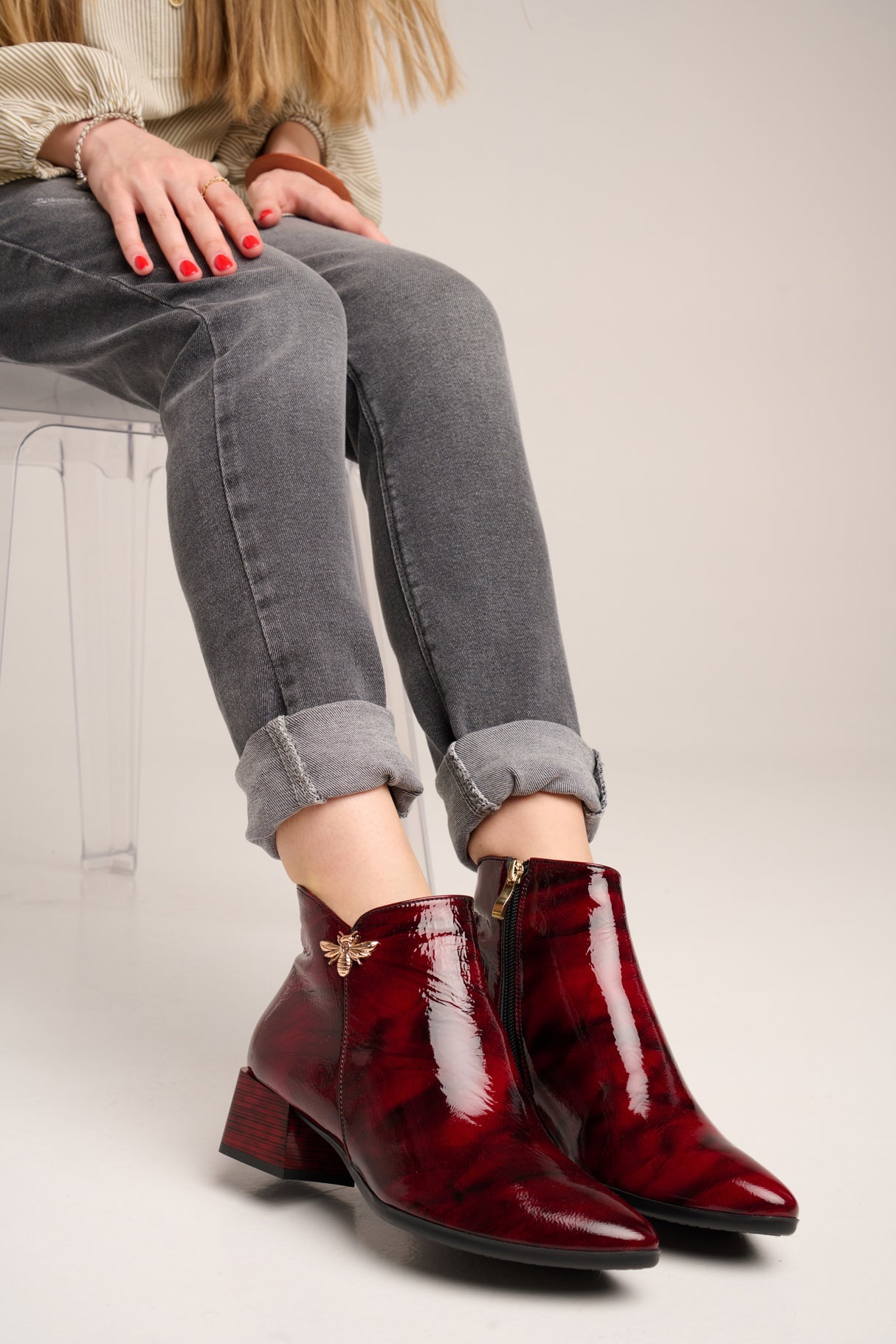 Bosccolo Womens Ankle Boots - Red