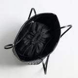 Hand-Woven Leather Tote Bag - Black