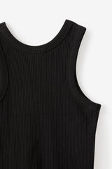 Cotton On Kids Girls Fitted Essential Tank - Black Rib
