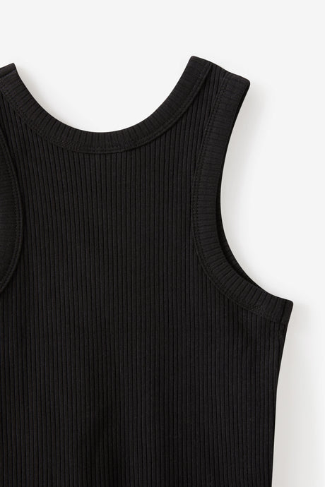 Cotton On Kids Girls Fitted Essential Tank - Black Rib