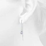 Solid 925 Sterling Silver Shamballa Threader Earrings