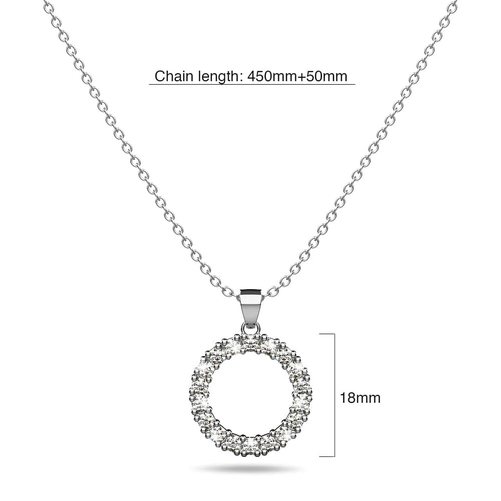 Crystal Halo Silver Necklace