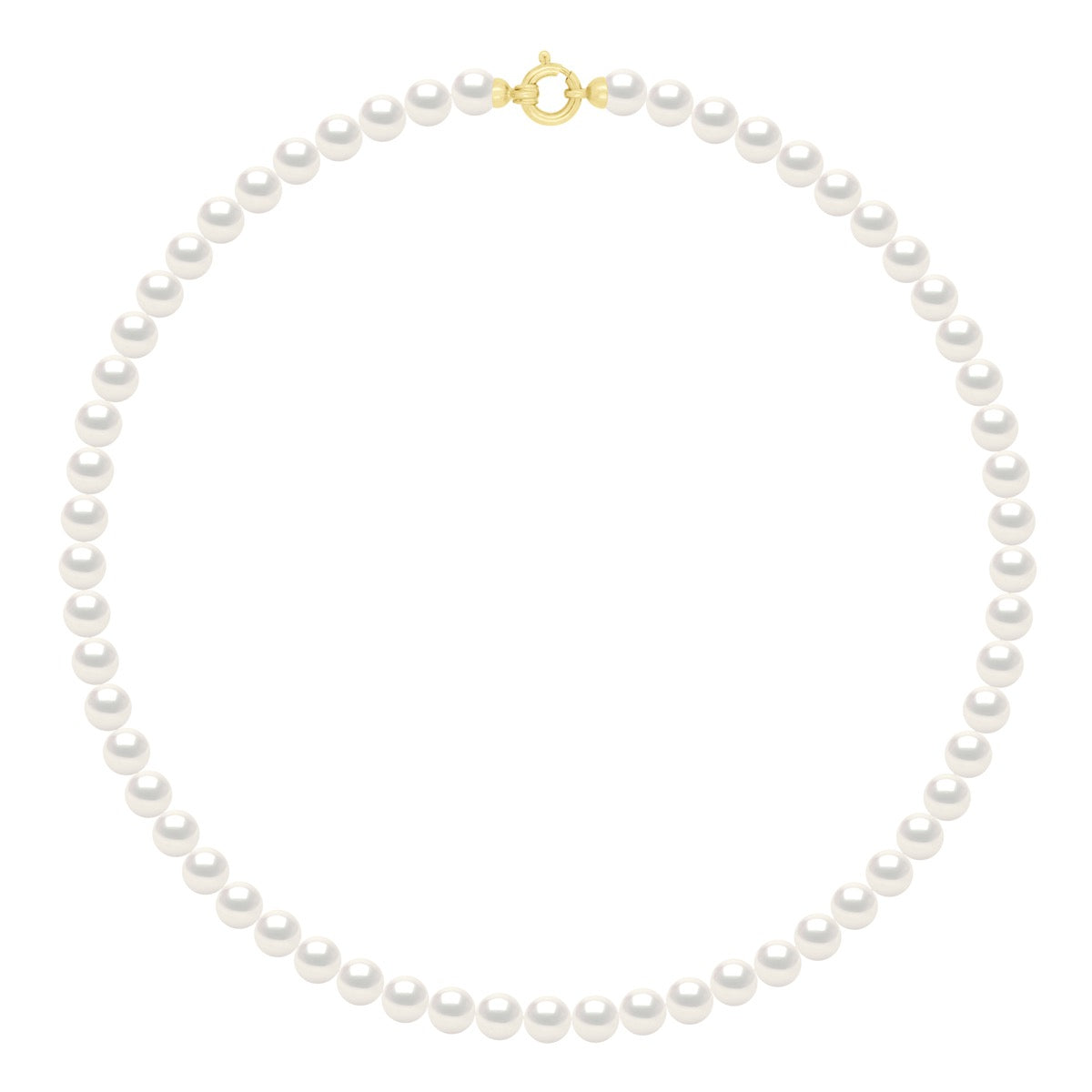 Necklace Row "Princess" of Real Cultured Freshwater Pearls Round 6-7 mm - Natural Pearl White - Longueur 18 cm