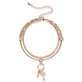 Bullion Gold Pixie Key Rose Gold Layered Stainless Steel Bracelet
